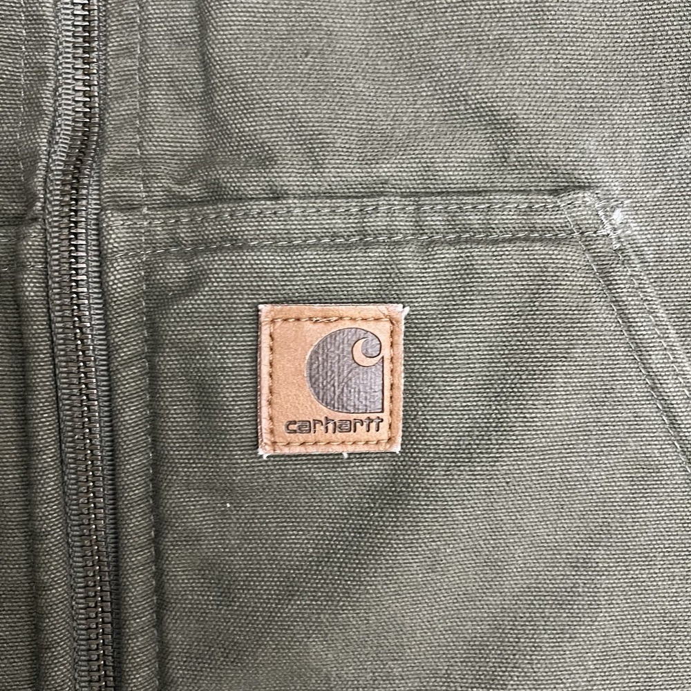Carhartt V26 LOV Green Light Olive Canvas Sherpa Lined Vest Men's 2XL Jacket VTG - Picture 2 of 6